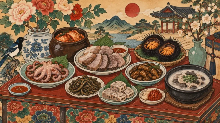 Painted illustration for 10 Unusual Korean Foods You Should Try