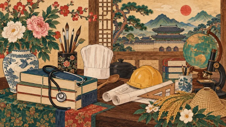 Painted illustration for Korean Vocabulary: Occupations and Professions