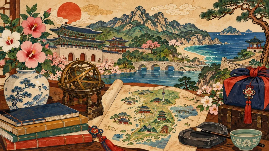 Painted illustration for 10 Places to Explore in Korea
